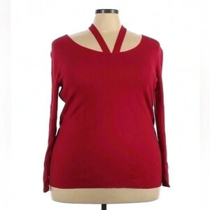Lane Bryant | Red Criss Cross Long Sleeve Sweater Plus Size 22/24 NWOT